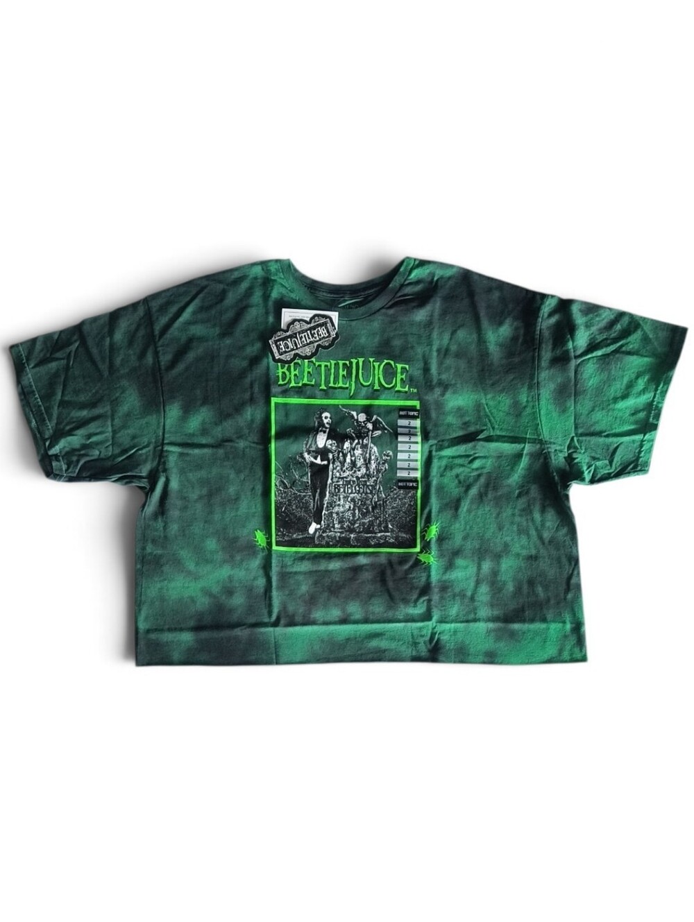 Beetlejuice Tombstone Green Tie-Dye Crop Girls Plus Size T-Shirt